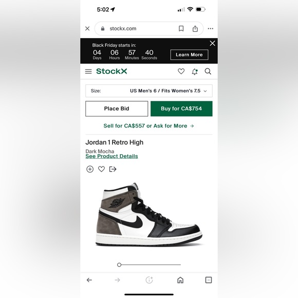 Women’s Jordan 1 Retro High Dark Mocha - Picture 9 of 10